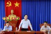 Chủ tịch UBND tỉnh Bình Định Phạm Anh Tuấn (người đứng) phát biểu chỉ đạo tại buổi làm việc. Ảnh: Thuỳ Trang