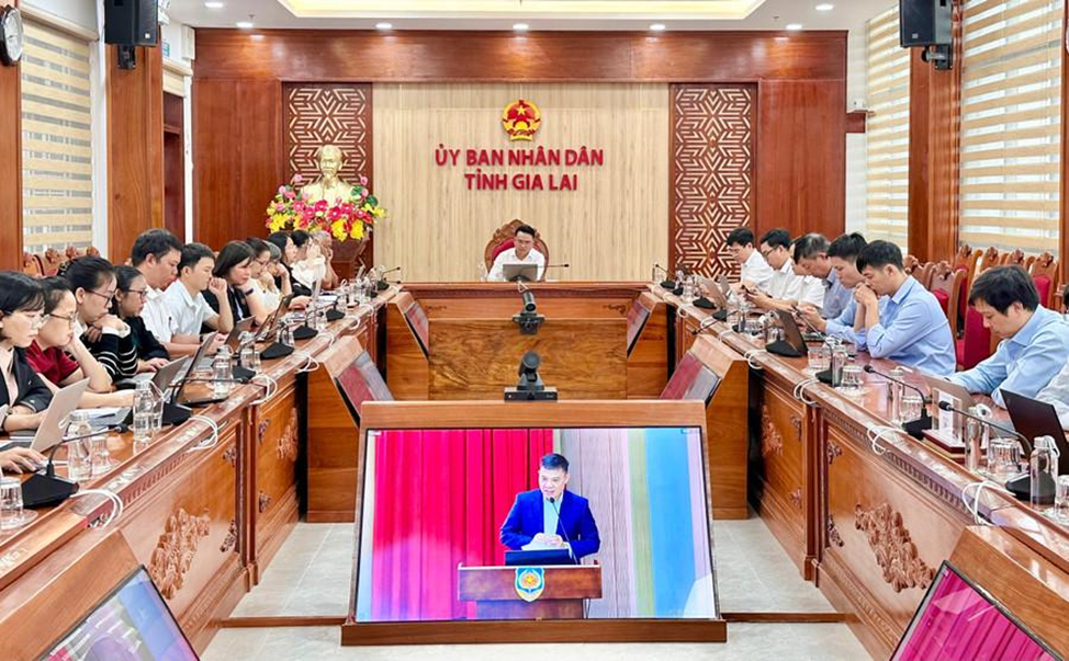 Các đại biểu tham dự hội nghị tại điểm cầu UBND tỉnh Gia Lai. Ảnh: Thảo Khuy